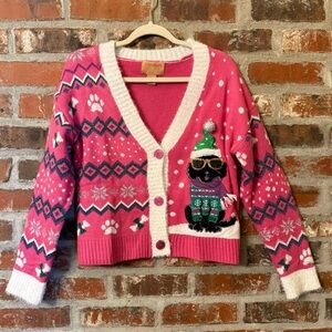 Cozy Pink Dog Cardigan Sweater
